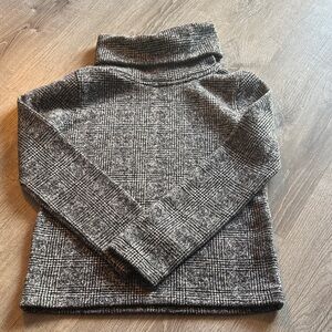 Black and white plaid J. Crew turtle neck sweater.